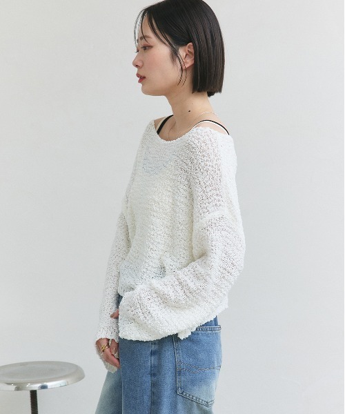 ad thie(アドティエ)の「ドロップショルダー ニットプルオーバー(ニット/セーター・レディース・ブラック/オフホワイト/グレー/ブルー・FREE)」の7枚目の写真