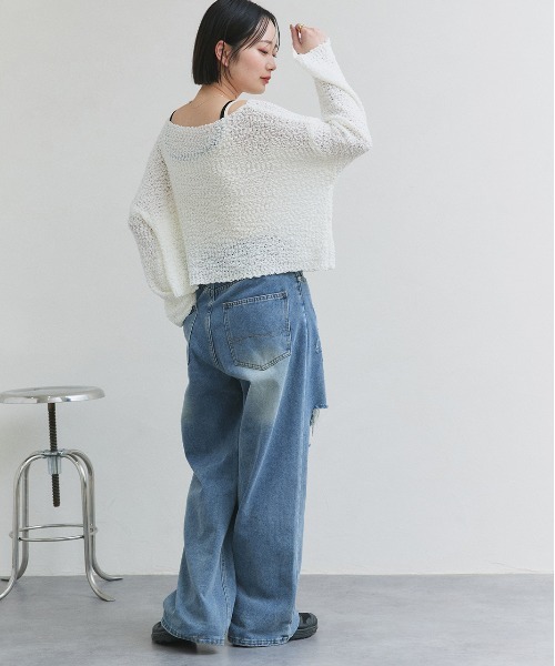 ad thie(アドティエ)の「ドロップショルダー ニットプルオーバー(ニット/セーター・レディース・ブラック/オフホワイト/グレー/ブルー・FREE)」の8枚目の写真