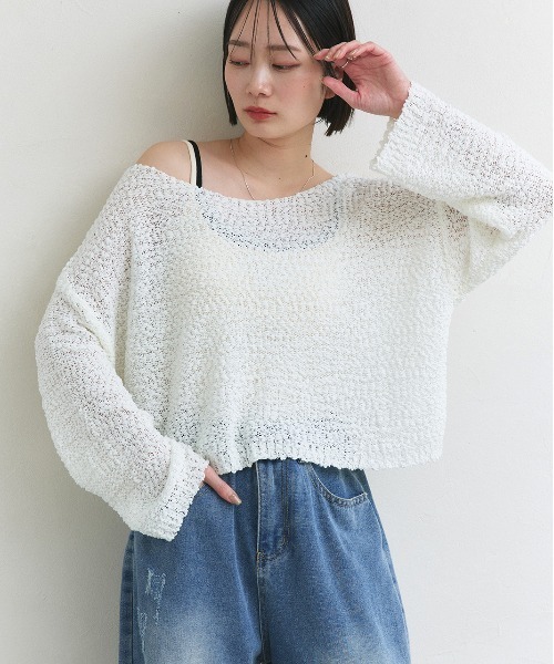 ad thie(アドティエ)の「ドロップショルダー ニットプルオーバー(ニット/セーター・レディース・ブラック/オフホワイト/グレー/ブルー・FREE)」の10枚目の写真