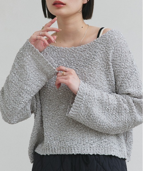 ad thie(アドティエ)の「ドロップショルダー ニットプルオーバー(ニット/セーター・レディース・ブラック/オフホワイト/グレー/ブルー・FREE)」の19枚目の写真