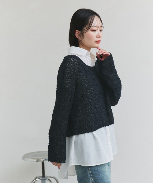 ad thie(アドティエ)の「ドロップショルダー ニットプルオーバー(ニット/セーター・レディース・ブラック/オフホワイト/グレー/ブルー・FREE)」の16枚目の写真