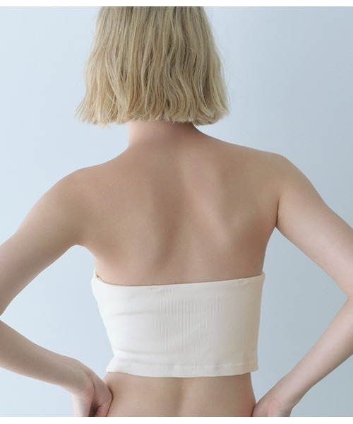 カップ付きベアトップ（ショート）】コットンミックスリブブラトップ