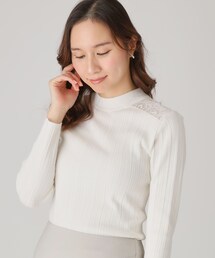 【洗える】レースニットトップス