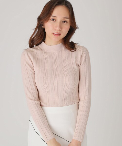 COUP DE CHANCE（クードシャンス）の「【洗える】レースニットトップス（ニット/セーター・レディース・ピンク/ホワイト/ブラック/グリーン系・34/38）」の4枚目の写真