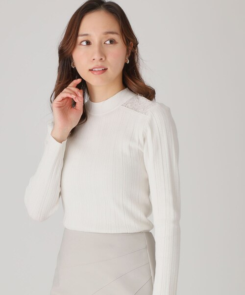 COUP DE CHANCE（クードシャンス）の「【洗える】レースニットトップス（ニット/セーター・レディース・ピンク/ホワイト/ブラック/グリーン系・34/38）」の6枚目の写真