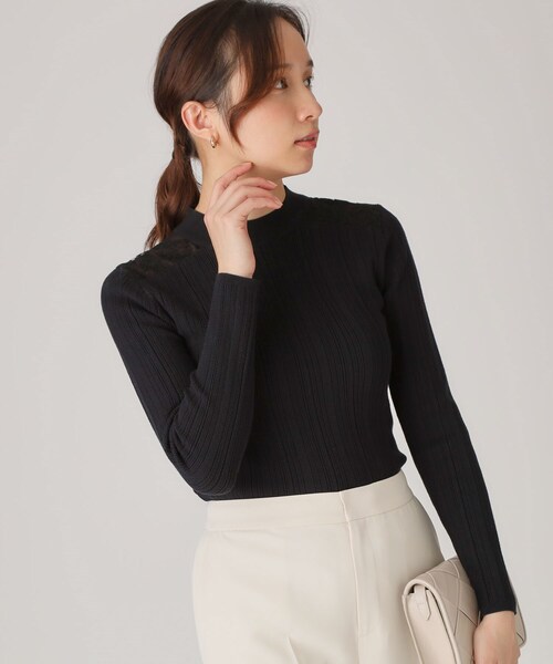 COUP DE CHANCE（クードシャンス）の「【洗える】レースニットトップス（ニット/セーター・レディース・ピンク/ホワイト/ブラック/グリーン系・34/38）」の11枚目の写真