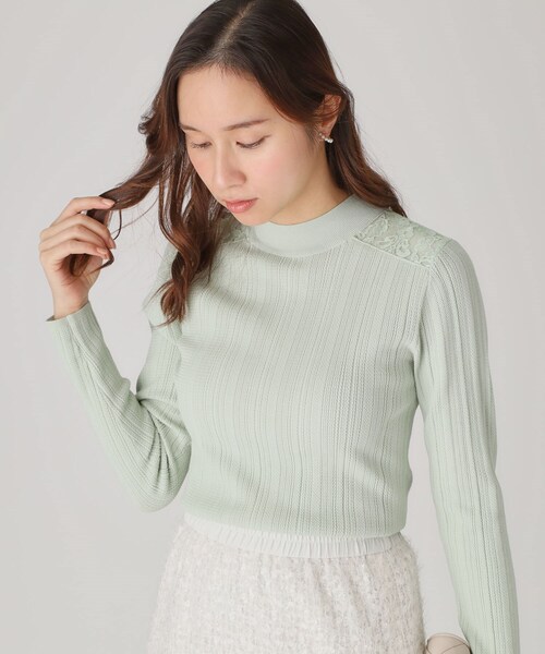 COUP DE CHANCE（クードシャンス）の「【洗える】レースニットトップス（ニット/セーター・レディース・ピンク/ホワイト/ブラック/グリーン系・34/38）」の14枚目の写真