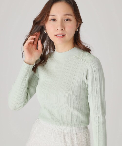 COUP DE CHANCE（クードシャンス）の「【洗える】レースニットトップス（ニット/セーター・レディース・ピンク/ホワイト/ブラック/グリーン系・34/38）」の15枚目の写真