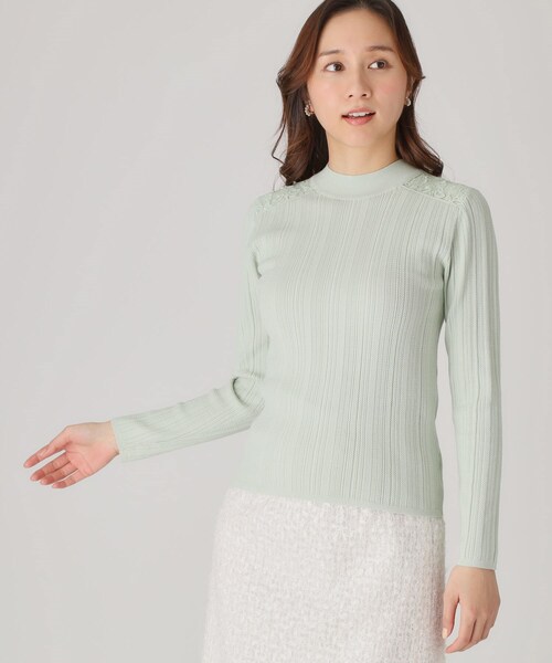 COUP DE CHANCE（クードシャンス）の「【洗える】レースニットトップス（ニット/セーター・レディース・ピンク/ホワイト/ブラック/グリーン系・34/38）」の22枚目の写真