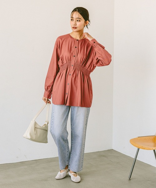 すぴか  セール】シャーリングシャツ長袖/286232（シャツ/ブラウス