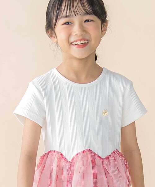 BeBe Petits Pois Vert(ベベプチポワヴェール)の「シアーチェックチュール切り替え半袖ワンピース(95~150cm)(ワンピース・キッズ・ブラック系その他/レッド系その他・110cm/120cm/130cm/140cm/100cm/150cm)」の14枚目の写真