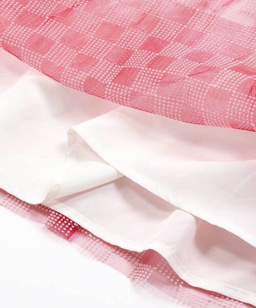 BeBe Petits Pois Vert(ベベプチポワヴェール)の「シアーチェックチュール切り替え半袖ワンピース(95~150cm)(ワンピース・キッズ・ブラック系その他/レッド系その他・110cm/120cm/130cm/140cm/100cm/150cm)」の3枚目の写真