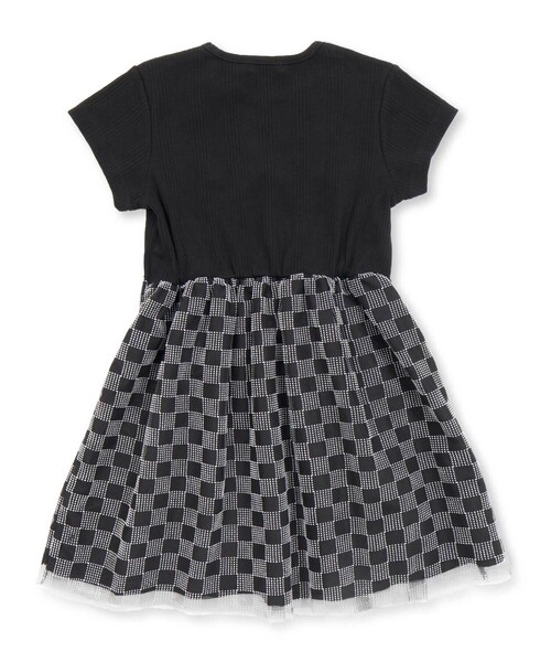 BeBe Petits Pois Vert(ベベプチポワヴェール)の「シアーチェックチュール切り替え半袖ワンピース(95~150cm)(ワンピース・キッズ・ブラック系その他/レッド系その他・110cm/120cm/130cm/140cm/100cm/150cm)」の6枚目の写真