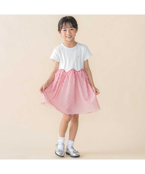 BeBe Petits Pois Vert(ベベプチポワヴェール)の「シアーチェックチュール切り替え半袖ワンピース(95~150cm)(ワンピース・キッズ・ブラック系その他/レッド系その他・110cm/120cm/130cm/140cm/100cm/150cm)」の15枚目の写真