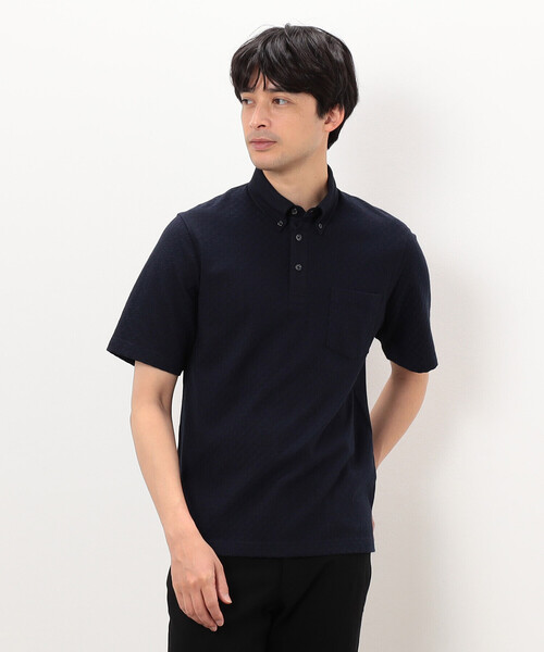 COMME CA ISM（コムサイズム）の「【吸水速乾】市松ジャカード×カノコポロシャツ（ポロシャツ・メンズ・ネイビー/ブルー/グレー/ブラック・X-LARGE/LARGE/MEDIUM）」の3枚目の写真