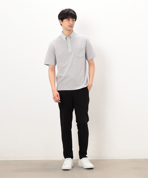 COMME CA ISM（コムサイズム）の「【吸水速乾】市松ジャカード×カノコポロシャツ（ポロシャツ・メンズ・ネイビー/ブルー/グレー/ブラック・X-LARGE/LARGE/MEDIUM）」の5枚目の写真