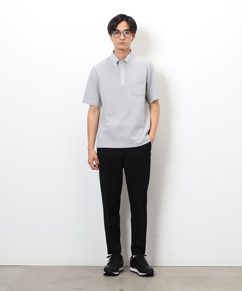 COMME CA ISM（コムサイズム）の「【吸水速乾】市松ジャカード×カノコポロシャツ（ポロシャツ・メンズ・ネイビー/ブルー/グレー/ブラック・X-LARGE/LARGE/MEDIUM）」の6枚目の写真
