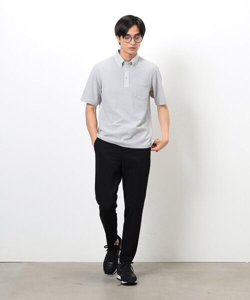 COMME CA ISM（コムサイズム）の「【吸水速乾】市松ジャカード×カノコポロシャツ（ポロシャツ・メンズ・ネイビー/ブルー/グレー/ブラック・X-LARGE/LARGE/MEDIUM）」の7枚目の写真