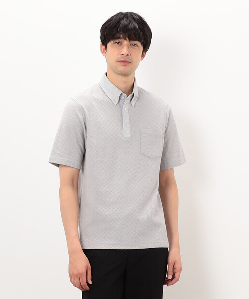 COMME CA ISM（コムサイズム）の「【吸水速乾】市松ジャカード×カノコポロシャツ（ポロシャツ・メンズ・ネイビー/ブルー/グレー/ブラック・X-LARGE/LARGE/MEDIUM）」の8枚目の写真
