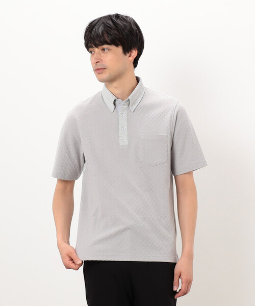 COMME CA ISM（コムサイズム）の「【吸水速乾】市松ジャカード×カノコポロシャツ（ポロシャツ・メンズ・ネイビー/ブルー/グレー/ブラック・X-LARGE/LARGE/MEDIUM）」の9枚目の写真