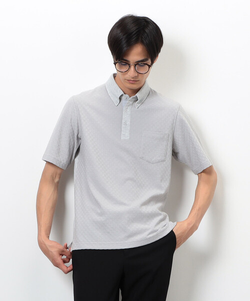 COMME CA ISM（コムサイズム）の「【吸水速乾】市松ジャカード×カノコポロシャツ（ポロシャツ・メンズ・ネイビー/ブルー/グレー/ブラック・X-LARGE/LARGE/MEDIUM）」の10枚目の写真