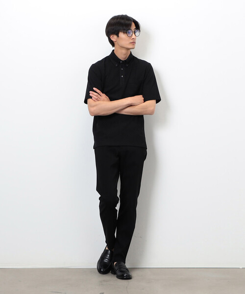 COMME CA ISM（コムサイズム）の「【吸水速乾】市松ジャカード×カノコポロシャツ（ポロシャツ・メンズ・ネイビー/ブルー/グレー/ブラック・X-LARGE/LARGE/MEDIUM）」の12枚目の写真