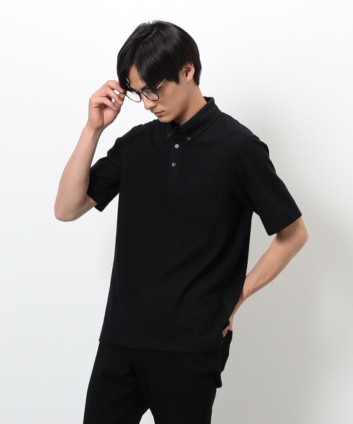 COMME CA ISM（コムサイズム）の「【吸水速乾】市松ジャカード×カノコポロシャツ（ポロシャツ・メンズ・ネイビー/ブルー/グレー/ブラック・X-LARGE/LARGE/MEDIUM）」の14枚目の写真