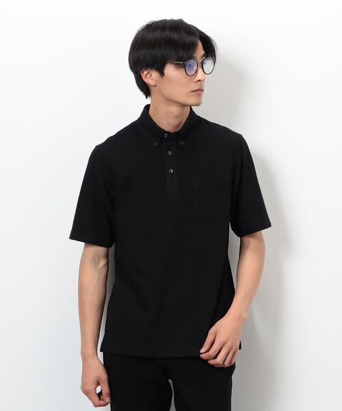 COMME CA ISM（コムサイズム）の「【吸水速乾】市松ジャカード×カノコポロシャツ（ポロシャツ・メンズ・ネイビー/ブルー/グレー/ブラック・X-LARGE/LARGE/MEDIUM）」の16枚目の写真