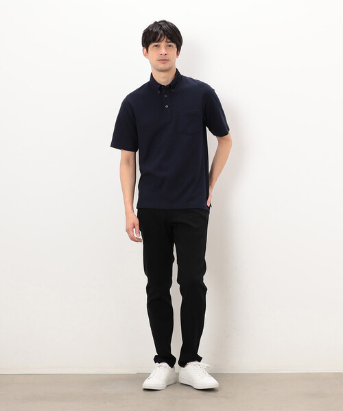COMME CA ISM（コムサイズム）の「【吸水速乾】市松ジャカード×カノコポロシャツ（ポロシャツ・メンズ・ネイビー/ブルー/グレー/ブラック・X-LARGE/LARGE/MEDIUM）」の17枚目の写真