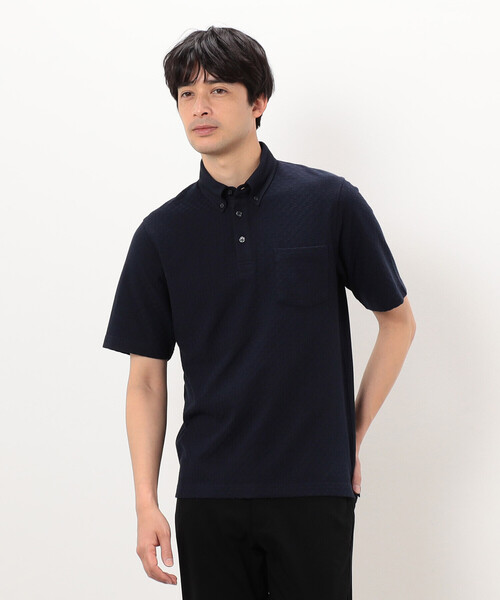 COMME CA ISM（コムサイズム）の「【吸水速乾】市松ジャカード×カノコポロシャツ（ポロシャツ・メンズ・ネイビー/ブルー/グレー/ブラック・X-LARGE/LARGE/MEDIUM）」の18枚目の写真