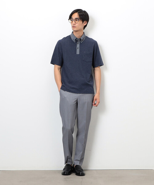 COMME CA ISM（コムサイズム）の「【吸水速乾】市松ジャカード×カノコポロシャツ（ポロシャツ・メンズ・ネイビー/ブルー/グレー/ブラック・X-LARGE/LARGE/MEDIUM）」の20枚目の写真