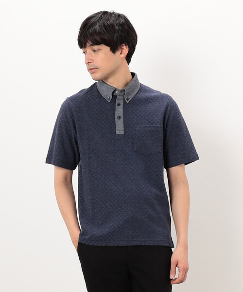 COMME CA ISM（コムサイズム）の「【吸水速乾】市松ジャカード×カノコポロシャツ（ポロシャツ・メンズ・ネイビー/ブルー/グレー/ブラック・X-LARGE/LARGE/MEDIUM）」の21枚目の写真