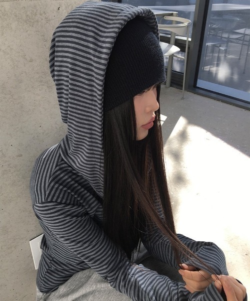 パーカー 「MADE」 ラットスナップフードボタンTシャツ レディース anyonemore パーカー 「MADE」 ラットスナップフードボタンT