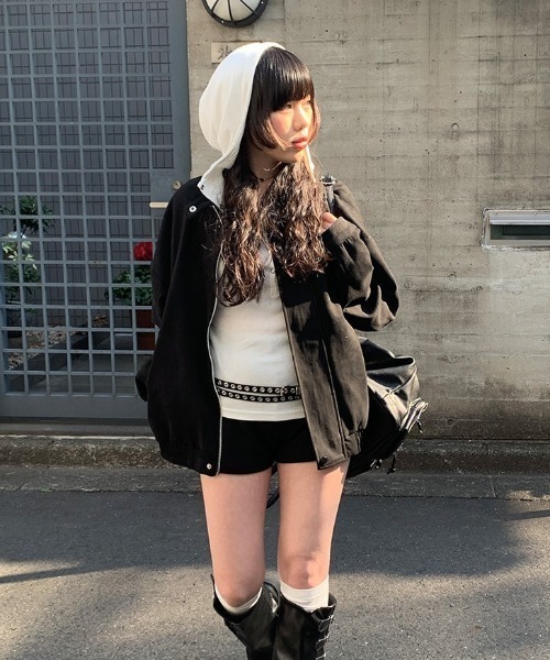 パーカー 「MADE」 ラットスナップフードボタンTシャツ レディース anyonemore パーカー 「MADE」 ラットスナップフードボタンT