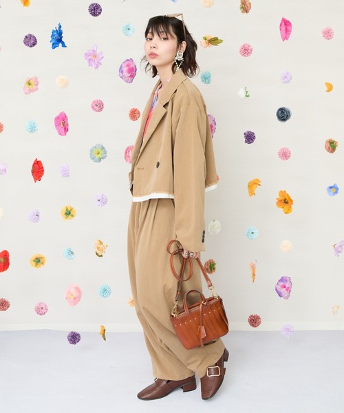 JETSET SOLO PLUS (ジェットセットソロプラス)の「【JETSET SOLO PLUS】TRツイルバイカラーヘムクロップドジャケット(その他アウター・レディース・キャメル/ライトグレー・FREE)」の6枚目の写真