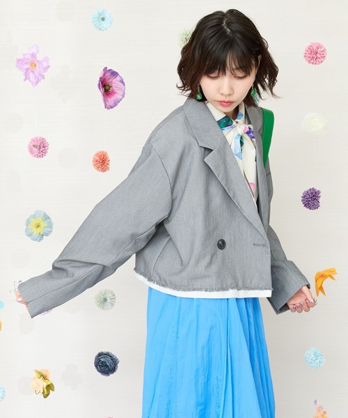 JETSET SOLO PLUS (ジェットセットソロプラス)の「【JETSET SOLO PLUS】TRツイルバイカラーヘムクロップドジャケット(その他アウター・レディース・キャメル/ライトグレー・FREE)」の11枚目の写真