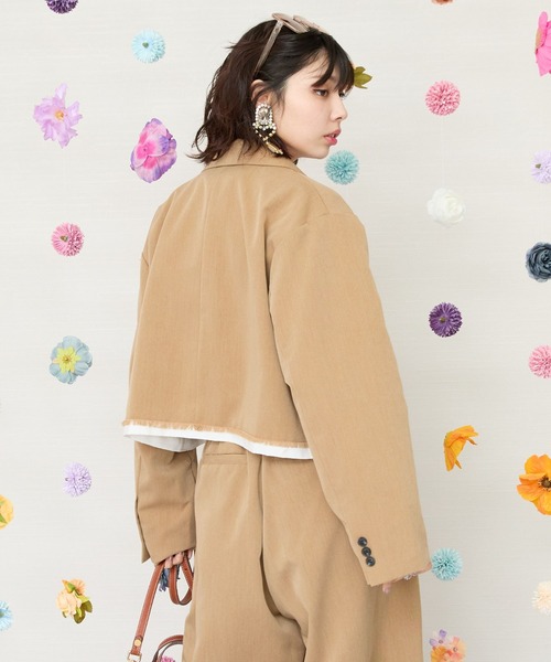 JETSET SOLO PLUS (ジェットセットソロプラス)の「【JETSET SOLO PLUS】TRツイルバイカラーヘムクロップドジャケット(その他アウター・レディース・キャメル/ライトグレー・FREE)」の14枚目の写真