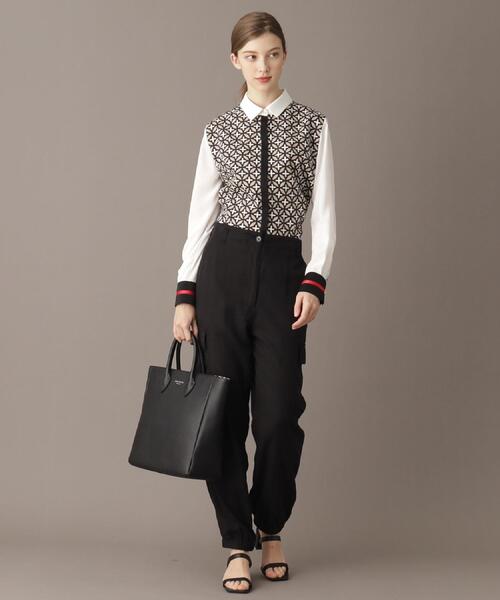 DRESSTERIOR（ドレステリア）の「【美人百花/モデル美香着用】オーバーラップサークルコンビシャツ（シャツ/ブラウス・レディース・ベージュ系その他4/ネイビー系・34/36/38）」の5枚目の写真