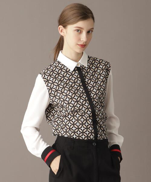 DRESSTERIOR（ドレステリア）の「【美人百花/モデル美香着用】オーバーラップサークルコンビシャツ（シャツ/ブラウス・レディース・ベージュ系その他4/ネイビー系・34/36/38）」の6枚目の写真