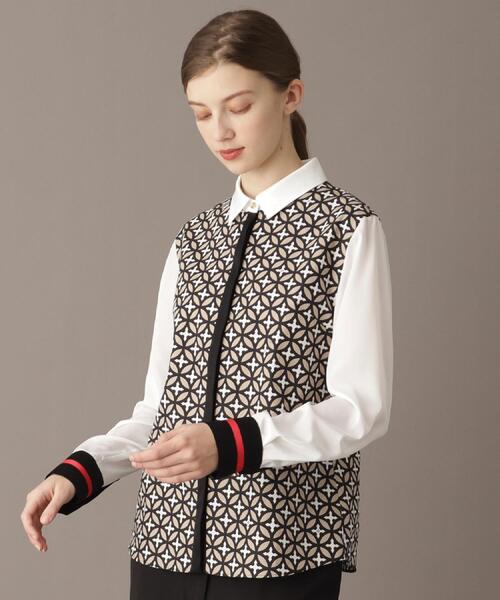 DRESSTERIOR（ドレステリア）の「【美人百花/モデル美香着用】オーバーラップサークルコンビシャツ（シャツ/ブラウス・レディース・ベージュ系その他4/ネイビー系・34/36/38）」の8枚目の写真