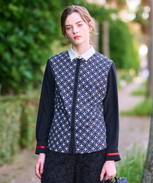 DRESSTERIOR（ドレステリア）の「【美人百花/モデル美香着用】オーバーラップサークルコンビシャツ（シャツ/ブラウス・レディース・ベージュ系その他4/ネイビー系・34/36/38）」の17枚目の写真