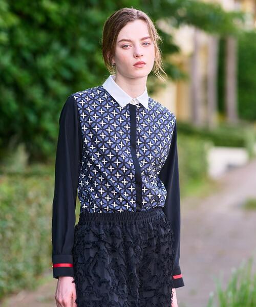 DRESSTERIOR（ドレステリア）の「【美人百花/モデル美香着用】オーバーラップサークルコンビシャツ（シャツ/ブラウス・レディース・ベージュ系その他4/ネイビー系・34/36/38）」の20枚目の写真