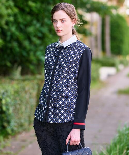 DRESSTERIOR（ドレステリア）の「【美人百花/モデル美香着用】オーバーラップサークルコンビシャツ（シャツ/ブラウス・レディース・ベージュ系その他4/ネイビー系・34/36/38）」の21枚目の写真