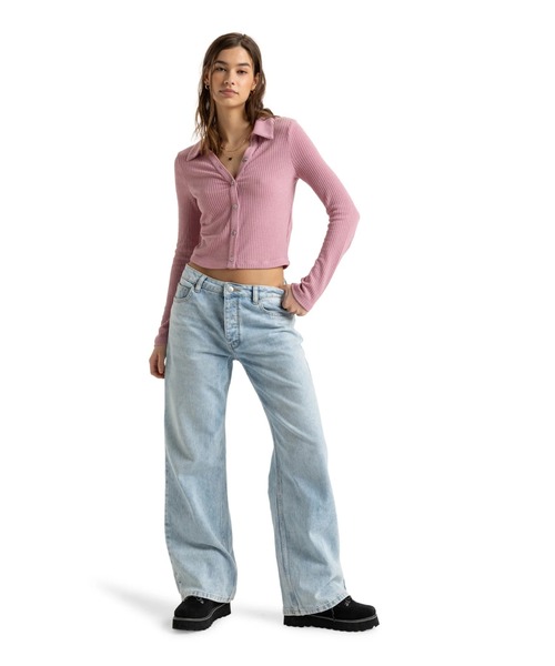 ROXY（ロキシー）の「PETAL BLIZZARD CARDI /ロキシーリブニットトップス（ニット/セーター・レディース・ピンク・SMALL/X-SMALL）」の5枚目の写真