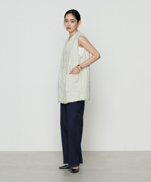 K.T KIYOKO TAKASE（キヨコタカセ）の「サマーツイード ジレ（ベスト・レディース・グリーン/チャコール・7号/9号）」の10枚目の写真