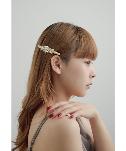 パールフラワーバレッタ ヘアアクセサリー ヘアクリップ オケージョン