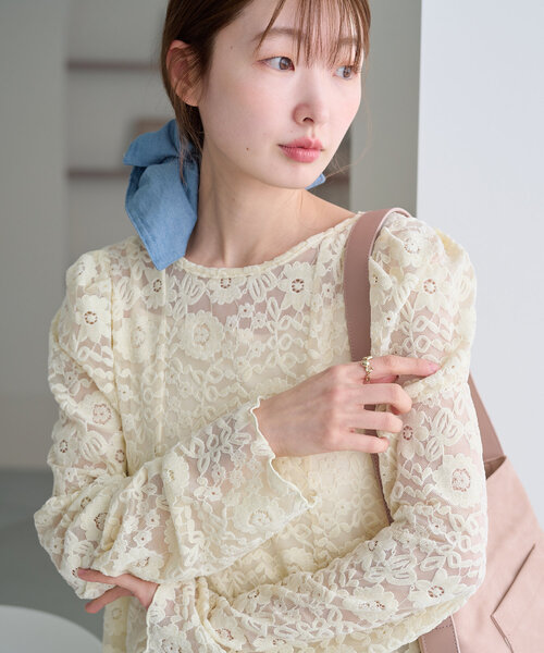 Kastane（カスタネ）の「【オケージョンドレス/結婚式/低身長サイズ/2サイズ展開】ベロアレースワンピース（ワンピース・レディース・ブルー/アイボリー/ブラック・1/0）」の14枚目の写真