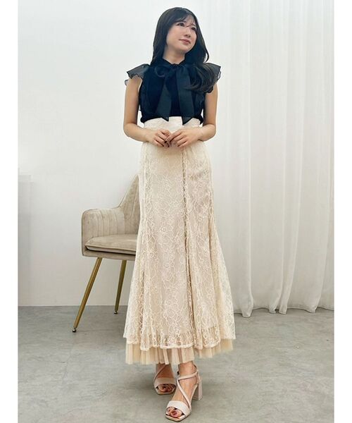 MERCURYDUO（マーキュリーデュオ）の「2WAYオーガンジードッキングラッフルリボンニット（ニット/セーター・レディース・ブラック/オフホワイト/ライトグレー/ラベンダー・FREE）」の16枚目の写真