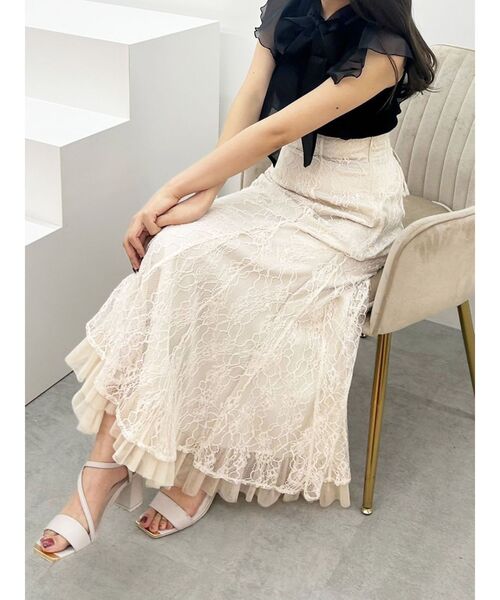 MERCURYDUO（マーキュリーデュオ）の「2WAYオーガンジードッキングラッフルリボンニット（ニット/セーター・レディース・ブラック/オフホワイト/ライトグレー/ラベンダー・FREE）」の19枚目の写真