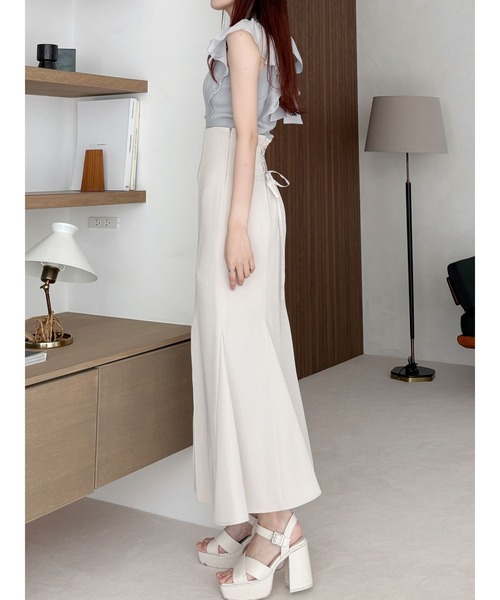 MERCURYDUO（マーキュリーデュオ）の「2WAYオーガンジードッキングラッフルリボンニット（ニット/セーター・レディース・ブラック/オフホワイト/ライトグレー/ラベンダー・FREE）」の8枚目の写真